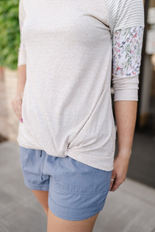 Knot Detail Tunic in Oatmeal - Maple Row Boutique 