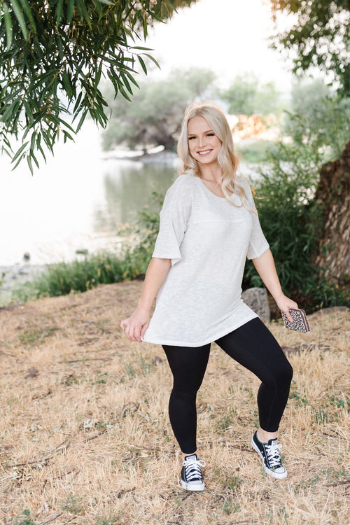 Sweater Knit Top in Natural - Maple Row Boutique 