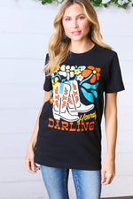 Black Cotton HOWDY DARLING Graphic Tee - Maple Row Boutique 