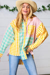Mint & Pink Cotton Plaid Check Baby Doll Raglan Shirt - Maple Row Boutique 