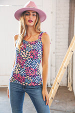 Multicolor Patchwork Sleeveless Tank Top - Maple Row Boutique 