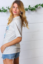 LT Grey Distressed Free Bird Graphic Knit Tee - Maple Row Boutique 
