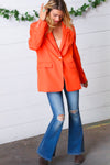 Coral Notched Lapel Lined Blazer - Maple Row Boutique 