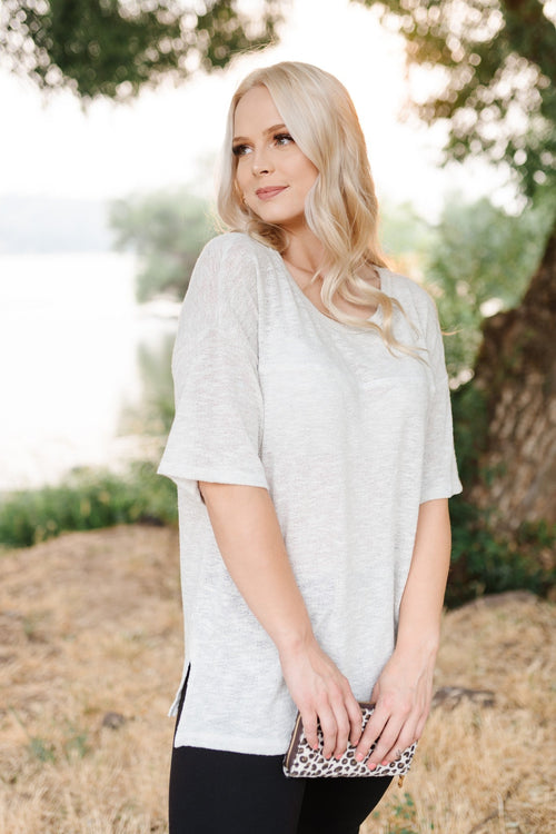 Sweater Knit Top in Natural - Maple Row Boutique 
