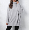 Solid Turtleneck Batwing Sleeve Sweater - Maple Row Boutique 