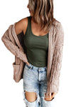 Drop-Shoulder Open Front Knitted Sweater - Maple Row Boutique 