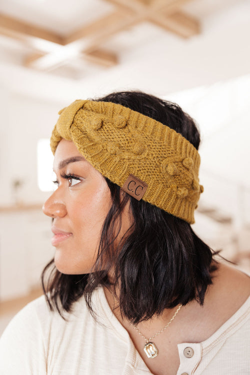 Pom Knit Head Wrap in Mustard - Maple Row Boutique 