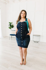 Agnes Denim Overall Dress - Maple Row Boutique 