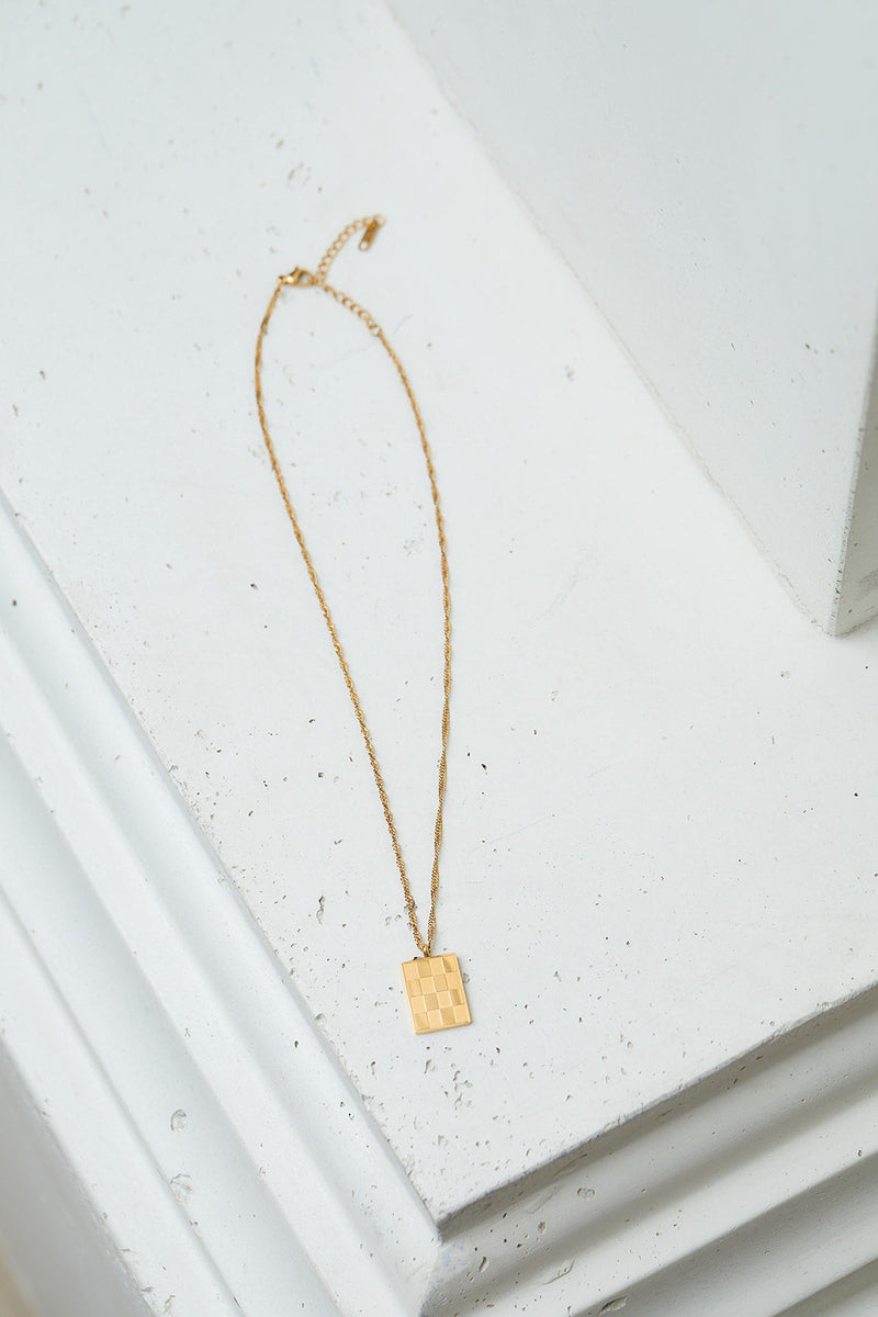 Checkered Pendant Necklace - Maple Row Boutique 