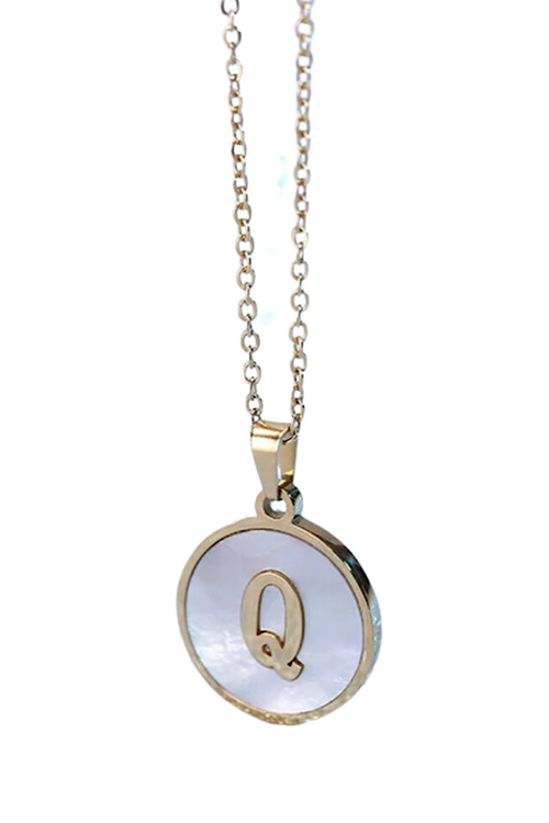 Gold Pearl Initial Necklace Q - Maple Row Boutique 