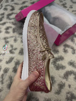 Corkys Kayak Sneaker in Rose Gold Glitter