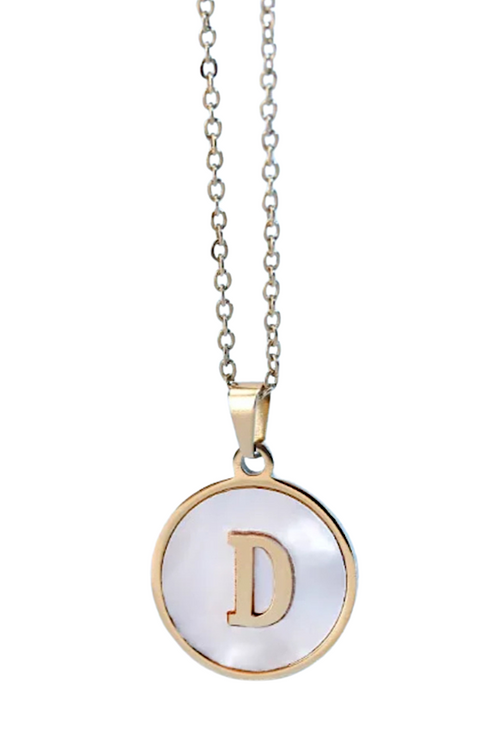 Gold Pearl Initial Necklace D - Maple Row Boutique 