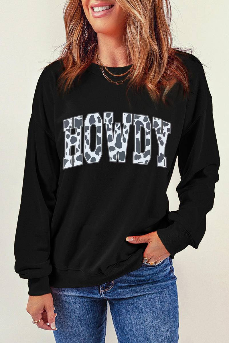 Cow HOWDY Graphic Pullover Sweatshirt - Maple Row Boutique 