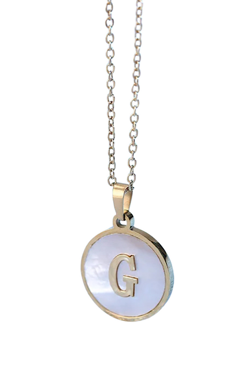Gold Pearl Initial Necklace G - Maple Row Boutique 