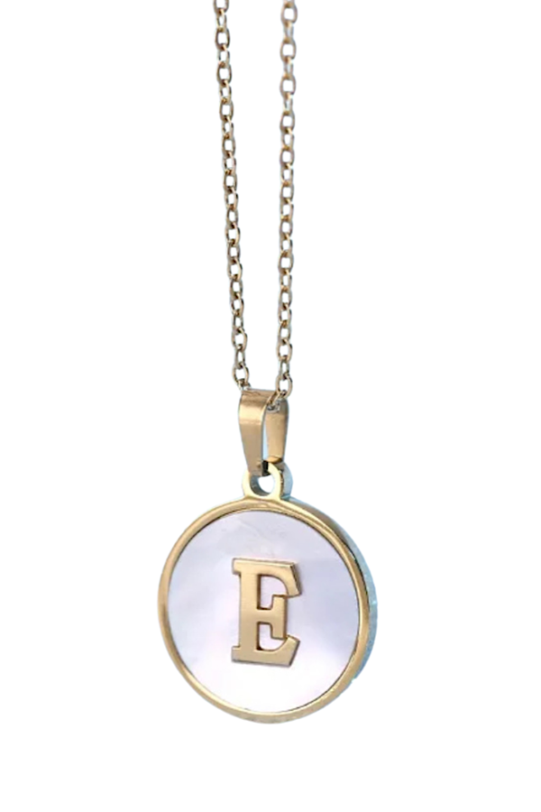 Gold Pearl Initial Necklace E - Maple Row Boutique 