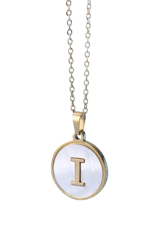 Gold Pearl Initial Necklace I - Maple Row Boutique 