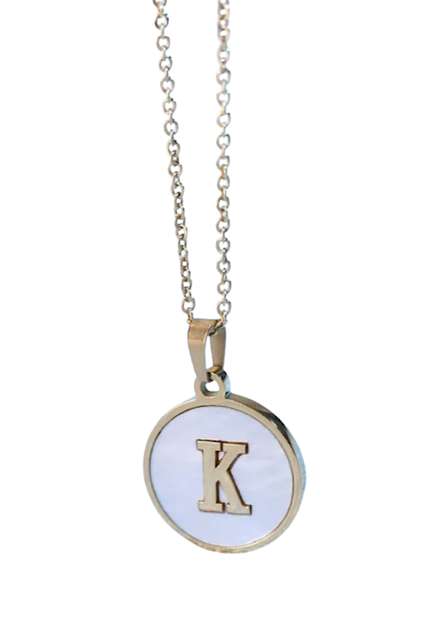 Gold Pearl Initial Necklace K - Maple Row Boutique 