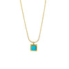 18K Gold Plated Turquoise Geometric Pendant Necklace (With Box) - Maple Row Boutique 