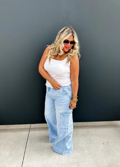 PREORDER: Charli Cargo Jeans Short 29" Inseam - Maple Row Boutique 