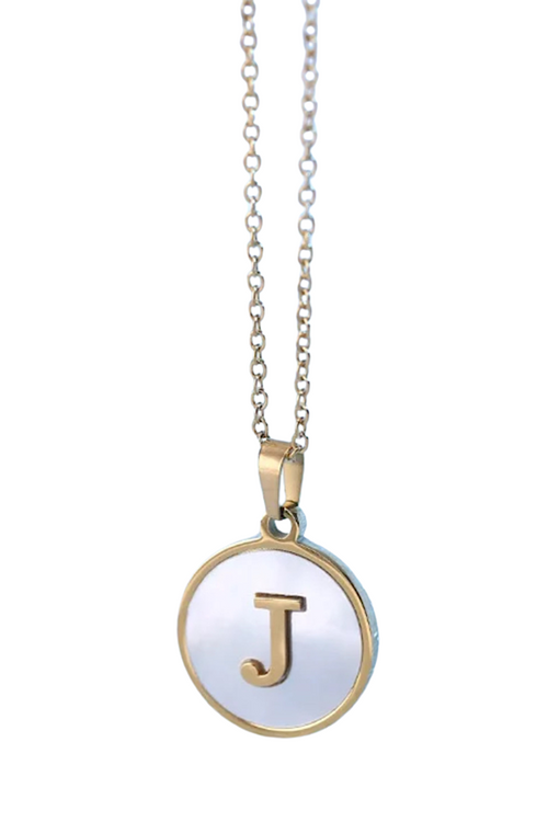 Gold Pearl Initial Necklace J - Maple Row Boutique 