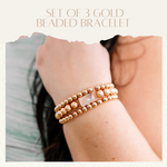 Set Of 3 Gold Beaded Bracelet - Maple Row Boutique 