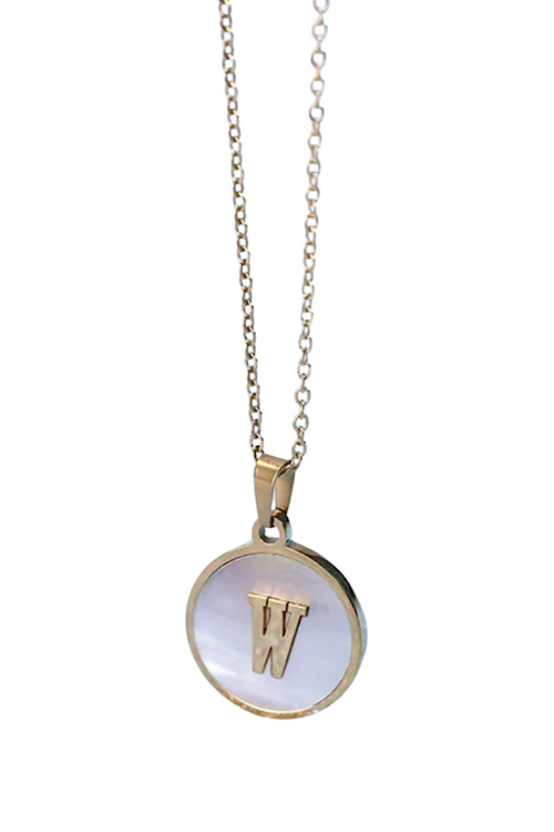 Gold Pearl Initial Necklace W - Maple Row Boutique 