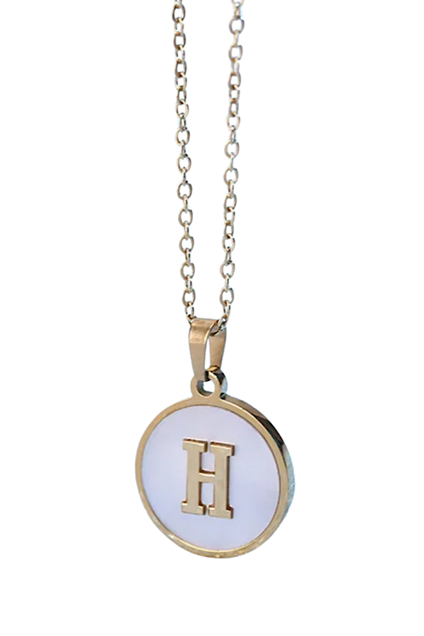 Gold Pearl Initial Necklace H - Maple Row Boutique 