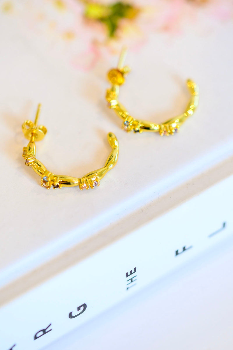 Santana Studded Hoop Earrings - Maple Row Boutique 