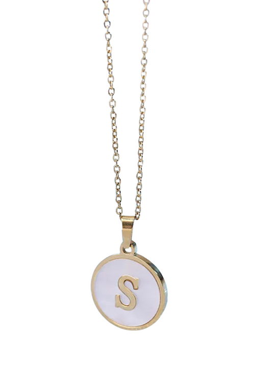 Gold Pearl Initial Necklace S - Maple Row Boutique 