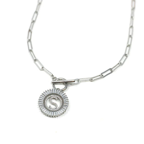PREORDER: Paperclip Chain Radiant Initial Necklace - Maple Row Boutique 