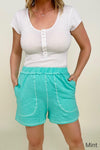 Zenana Contrast Stich Shorts with Pockets - Maple Row Boutique 