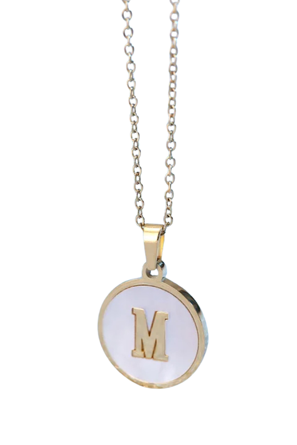 Gold Pearl Initial Necklace M - Maple Row Boutique 