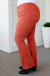 Autumn Mid Rise Slim Bootcut Jeans in Terracotta - Maple Row Boutique 