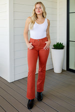 Autumn Mid Rise Slim Bootcut Jeans in Terracotta - Maple Row Boutique 