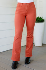 Autumn Mid Rise Slim Bootcut Jeans in Terracotta - Maple Row Boutique 