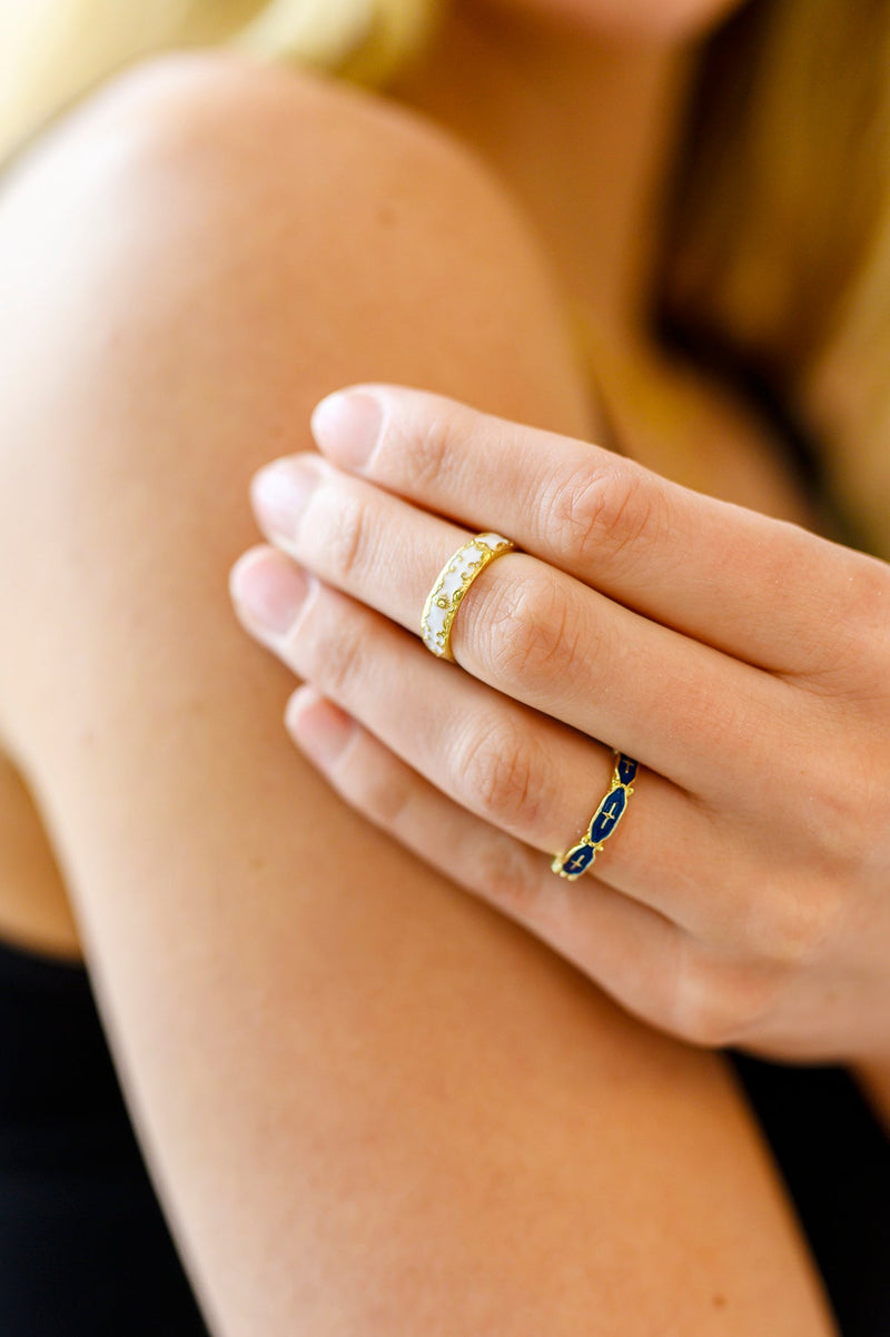 Mariana Hand Crafted Blue Cross Ring - Maple Row Boutique 