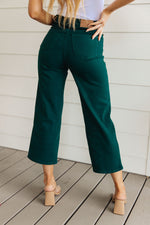 Briar High Rise Control Top Wide Leg Crop Jeans in Teal - Maple Row Boutique 