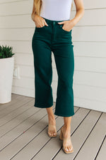 Briar High Rise Control Top Wide Leg Crop Jeans in Teal - Maple Row Boutique 