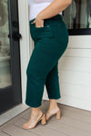 Briar High Rise Control Top Wide Leg Crop Jeans in Teal - Maple Row Boutique 