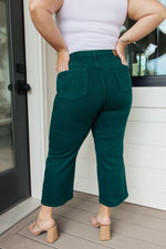 Briar High Rise Control Top Wide Leg Crop Jeans in Teal - Maple Row Boutique 