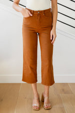 Briar High Rise Control Top Wide Leg Crop Jeans in Camel - Maple Row Boutique 