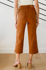Briar High Rise Control Top Wide Leg Crop Jeans in Camel - Maple Row Boutique 