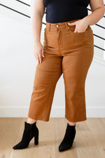 Briar High Rise Control Top Wide Leg Crop Jeans in Camel - Maple Row Boutique 