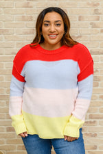 Bright Striped Knit Sweater - Maple Row Boutique 