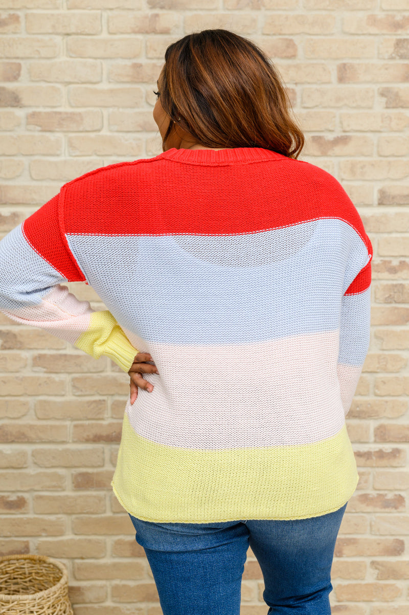 Bright Striped Knit Sweater - Maple Row Boutique 