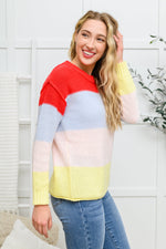Bright Striped Knit Sweater - Maple Row Boutique 