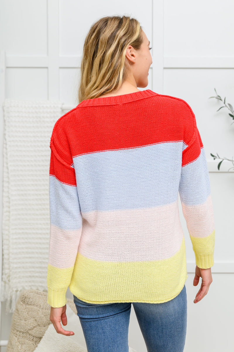 Bright Striped Knit Sweater - Maple Row Boutique 