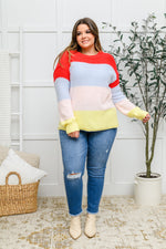 Bright Striped Knit Sweater - Maple Row Boutique 
