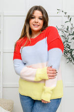 Bright Striped Knit Sweater - Maple Row Boutique 