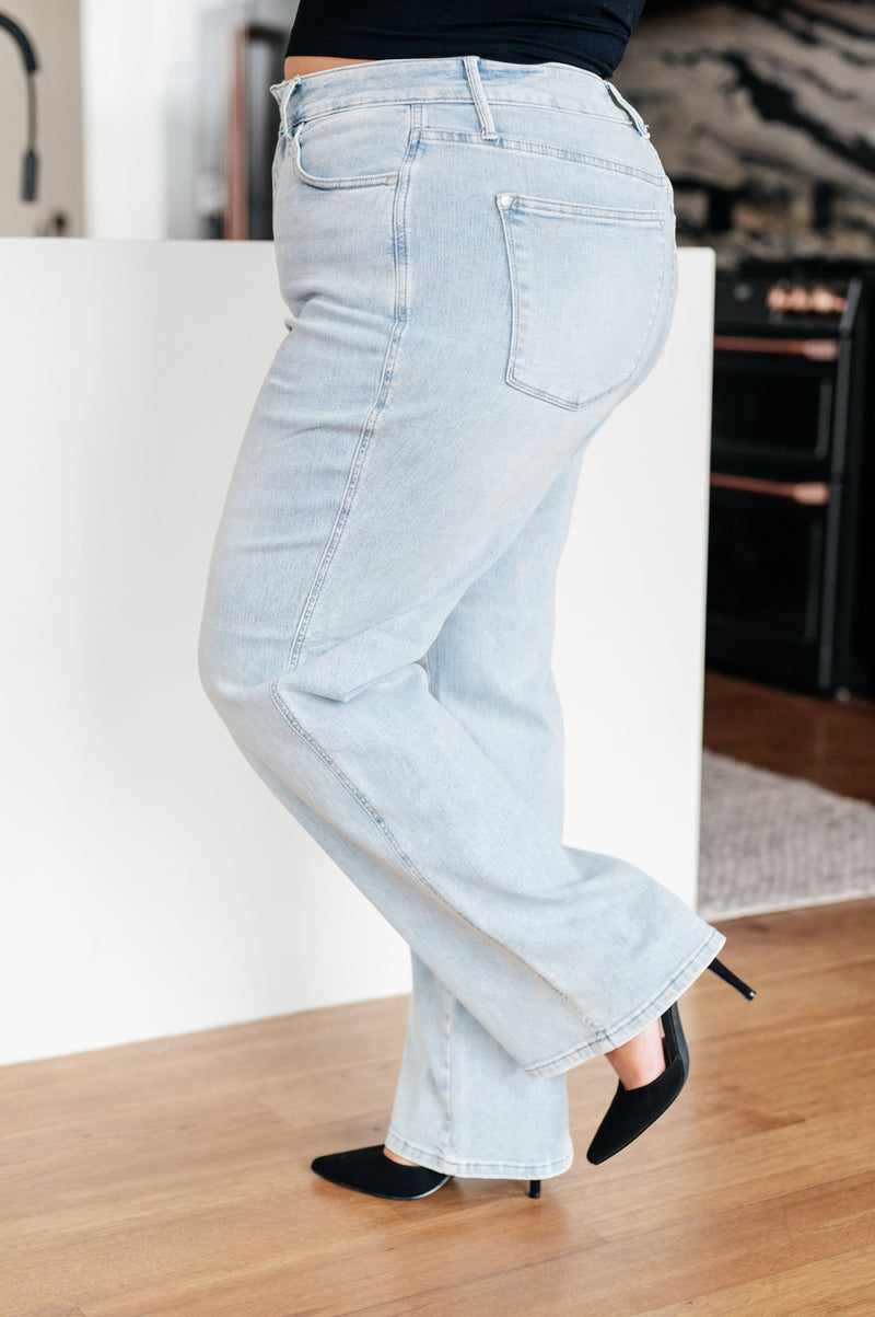 Brooke High Rise Control Top Vintage Wash Straight Jeans - Maple Row Boutique 